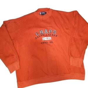 Vintage Chaps Orange Crewneck Sweater Vibrant Casual Style